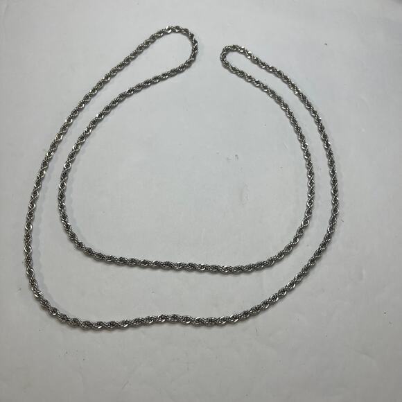 Necklace silver tone rope chain costume jewelry versatile wrappable layering - Picture 5 of 11